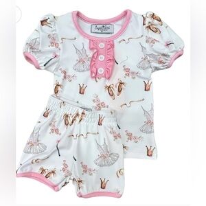 Sugar Bee Clothing - Ruffle short sleeve lounge - Dance - ballet Runs Small